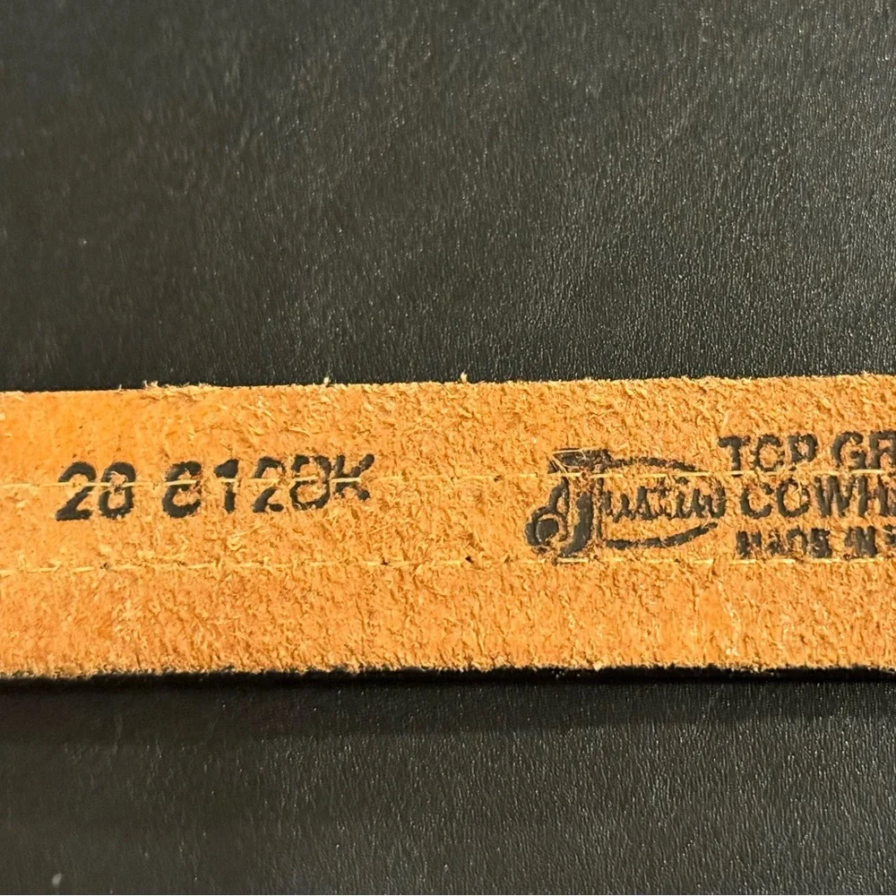 Southwestern Justin Top Grain Leather Woven Tribal Fabric Inlay Size Small Belt